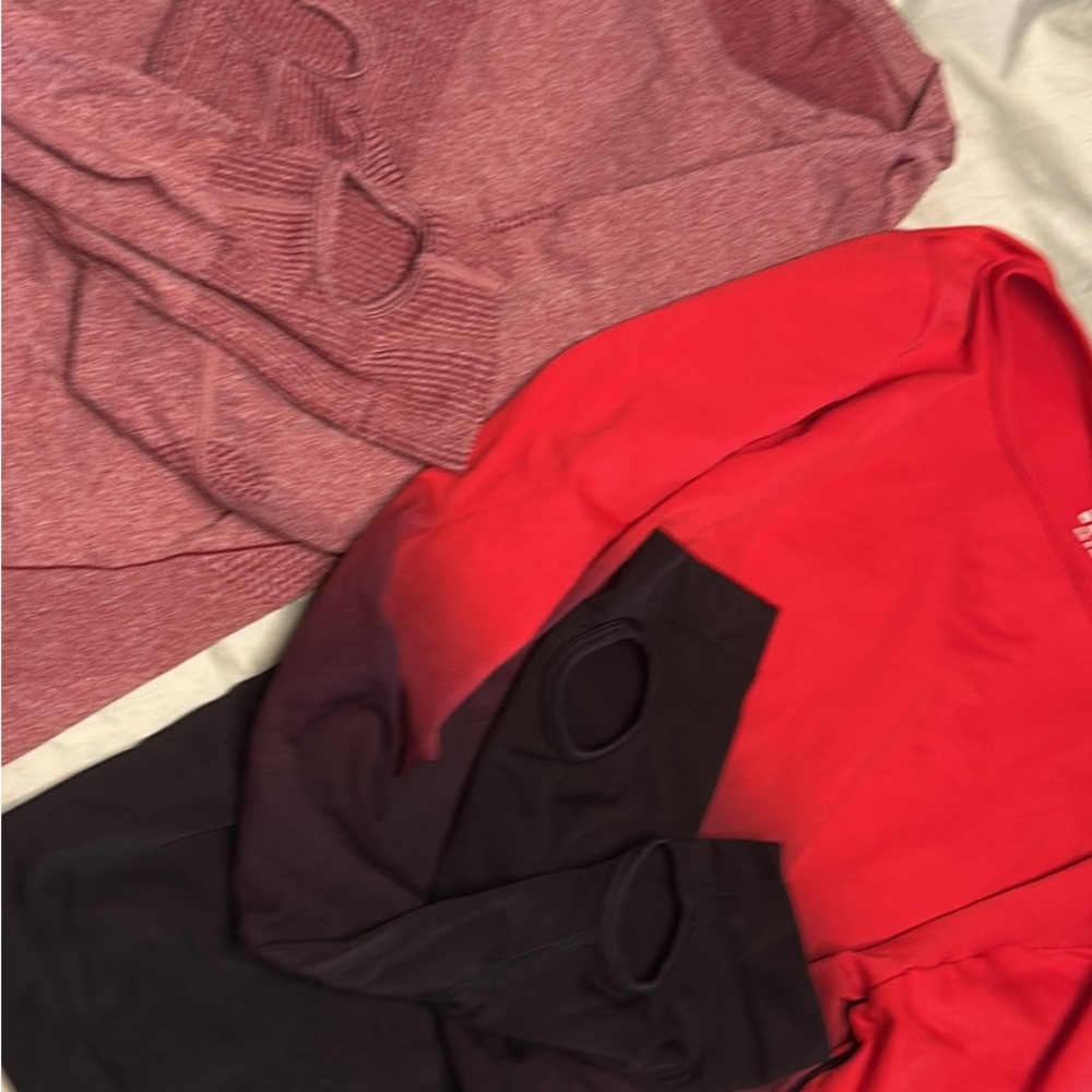 SHEIN Red and Black Long Sleeve Top